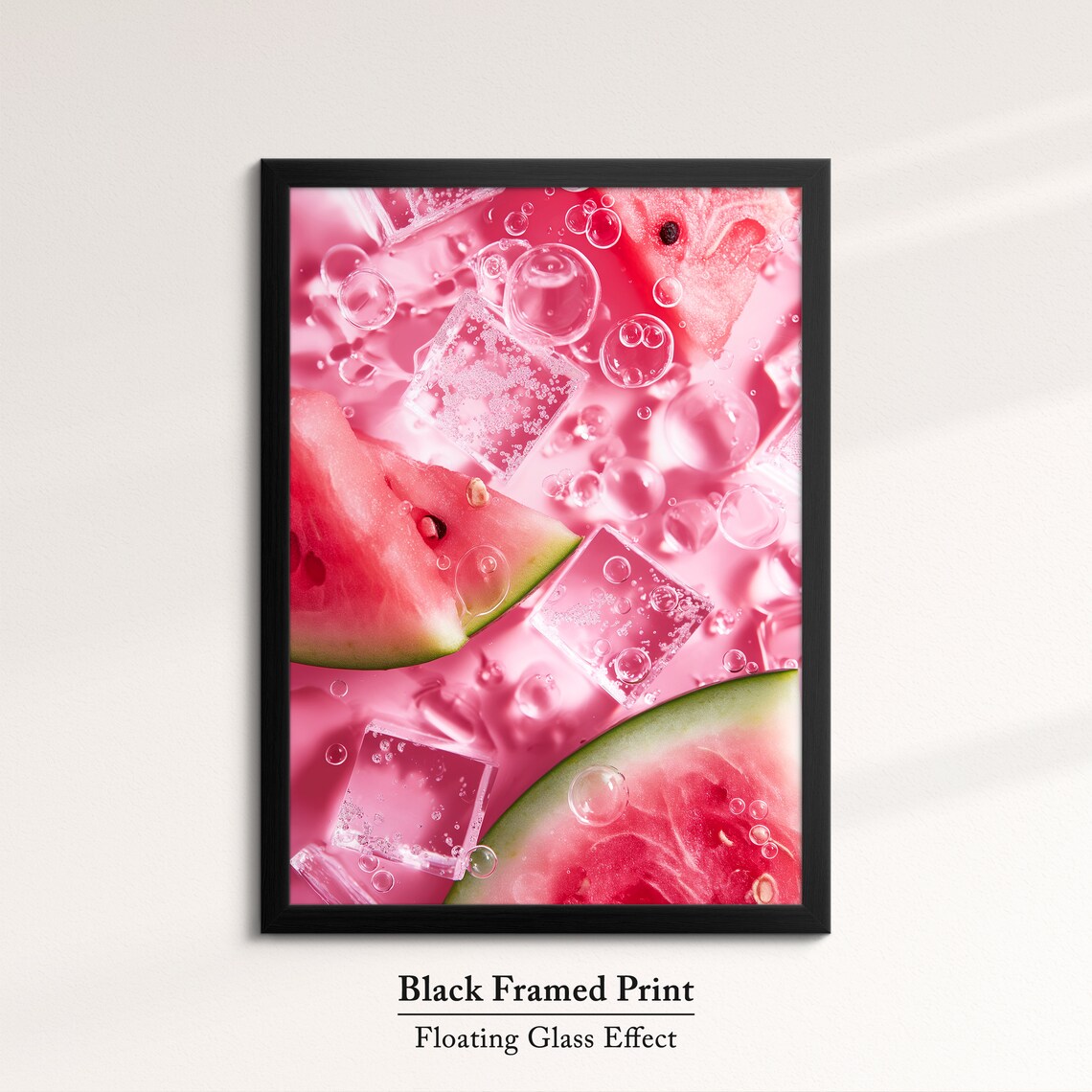 Refreshing Watermelon In Ice Art Cool Summer Wall Decor Framed Ready To Hang Perfect For Kitchen Or Dining Room Vibrant Fruit - Image 8