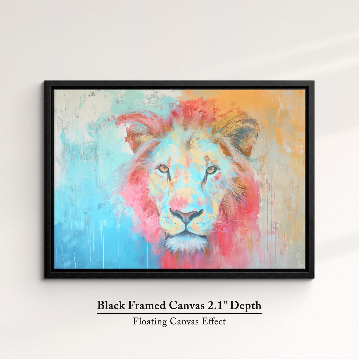 Lion Bold Pink Mane Turquoise Face Colorful Abstract Art Poster - Image 2