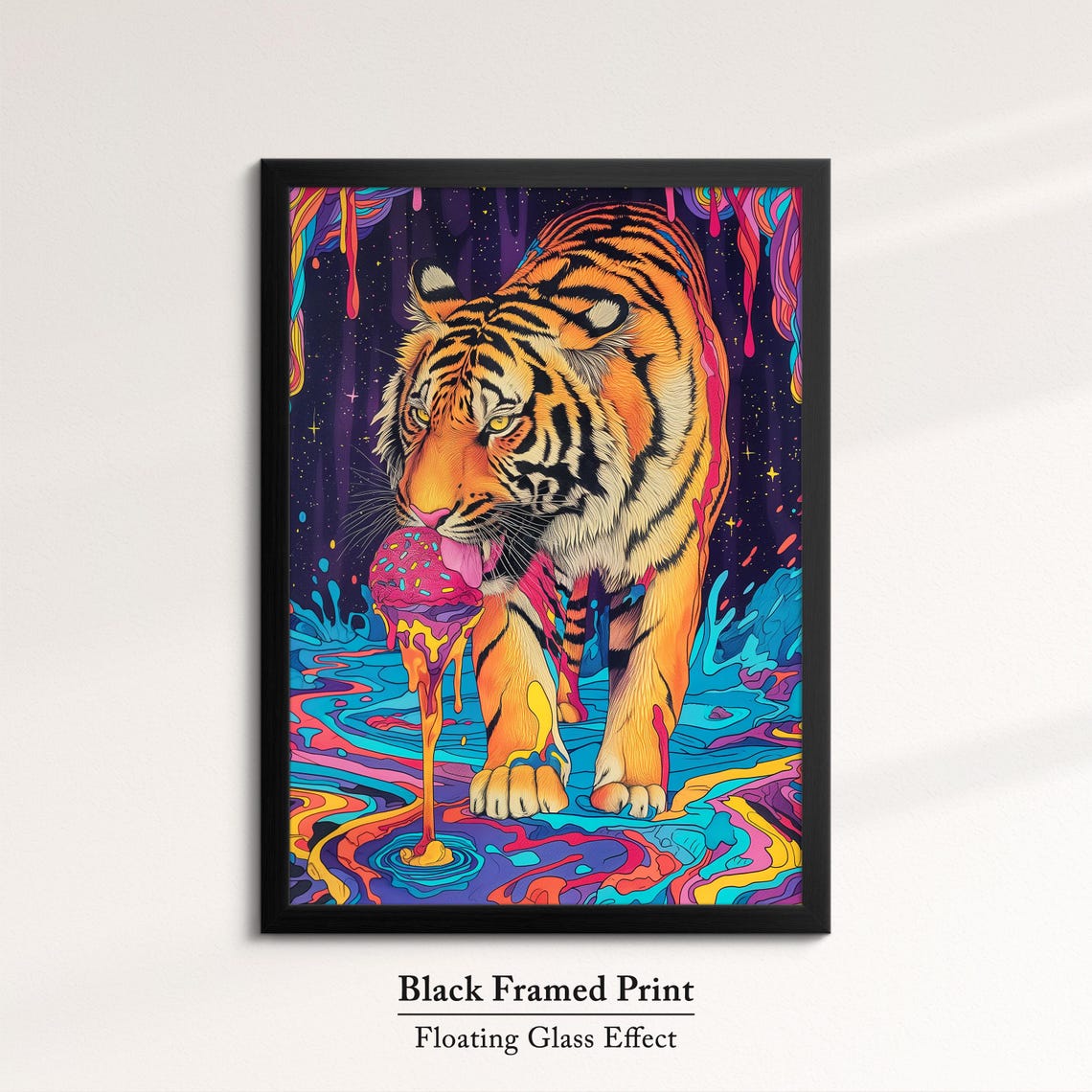 Psychedelic Neon Tiger Abstract Oil Painting Bold Wildlife Wall Art - Image 8