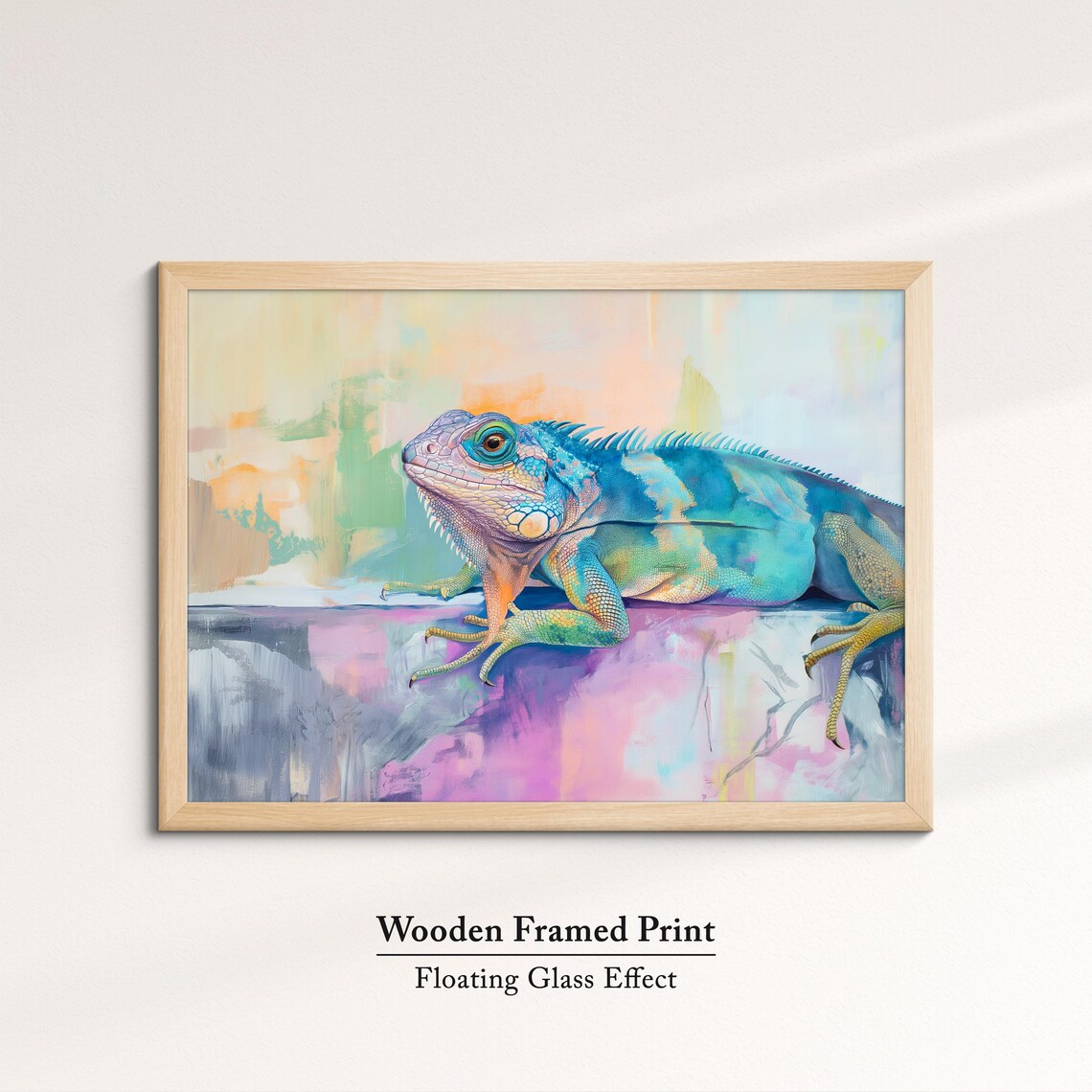 Colorful Iguana Blue Teal Abstract Reptile Painting Lizard Art Poster - Image 6