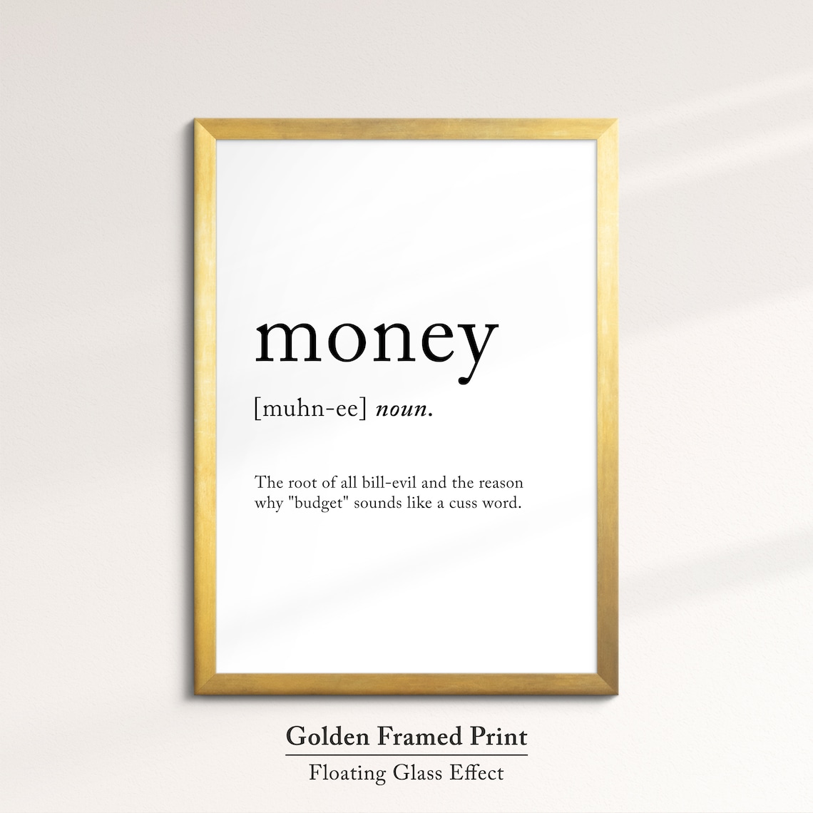 Money Dictionary Definition Funny Budget Quote Minimalist Wall Poster - Image 5