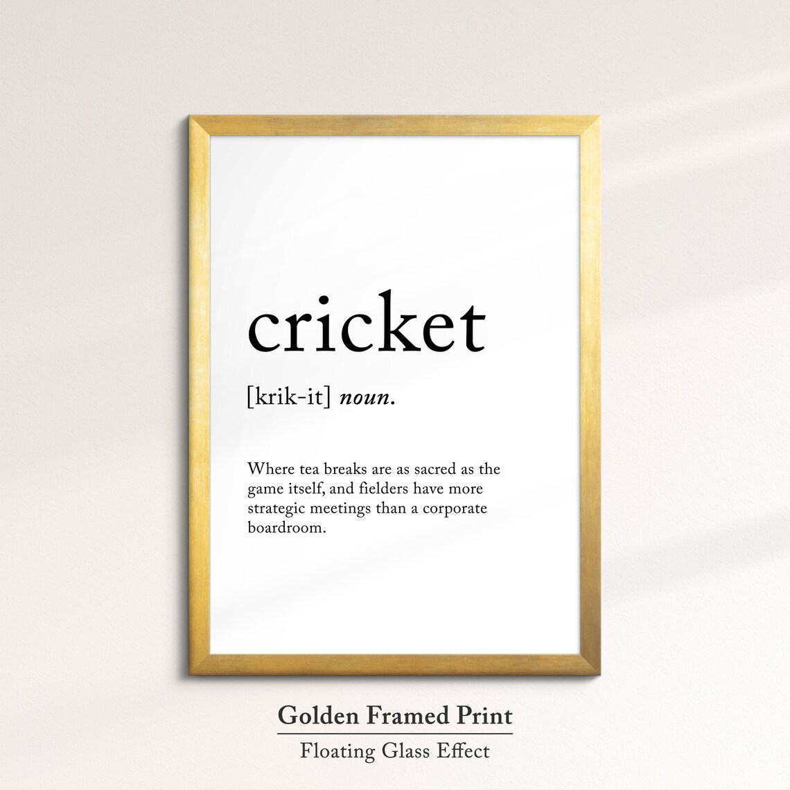Cricket Definition Dictionary Funny Sports Quote Minimalist Framed Print Framed Wall Art Poster Home Decor Interior Cricket Gift - Image 5
