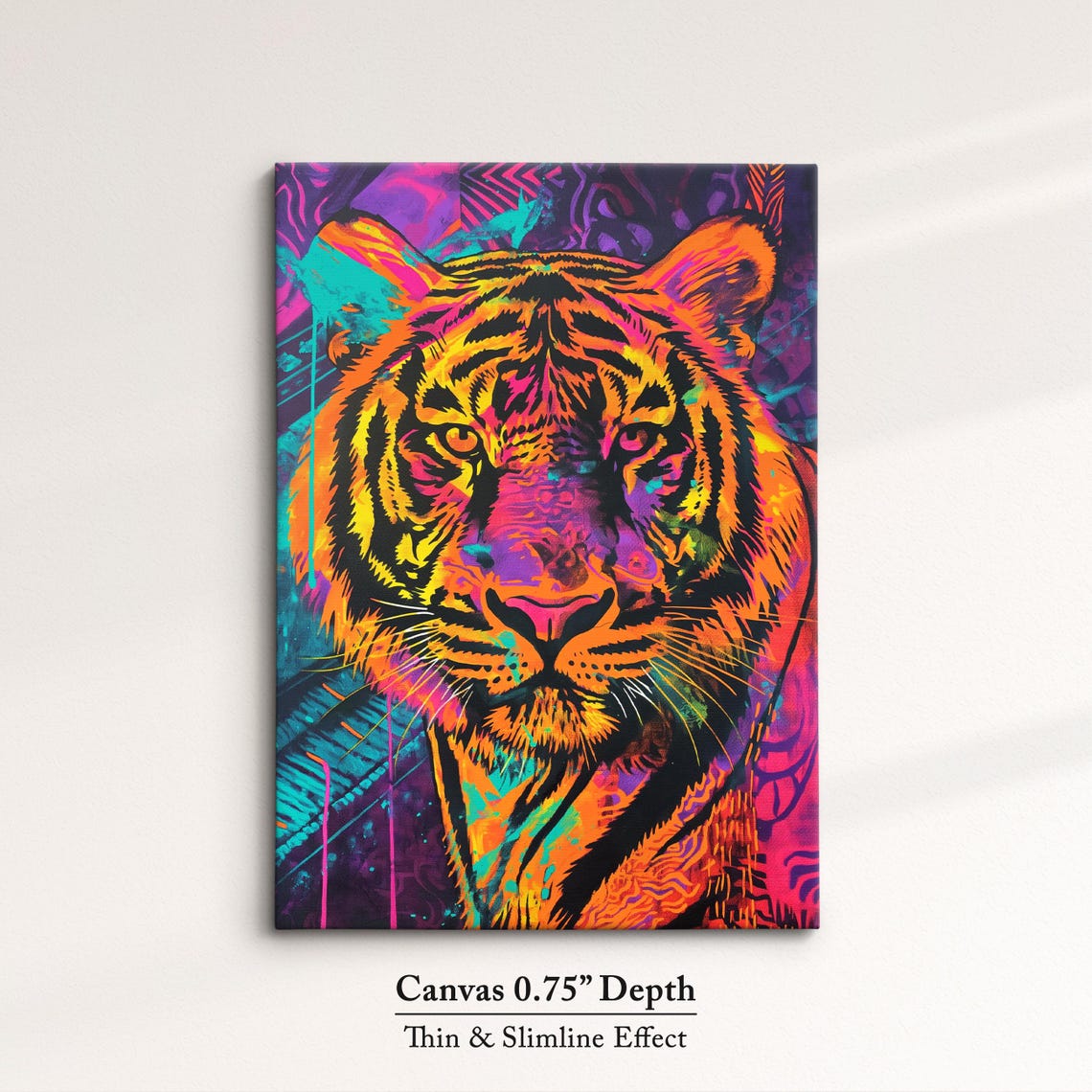 Tiger Neon Psychedelic Face Close Up Vibrant Wild Big Cat Art Poster - Image 4