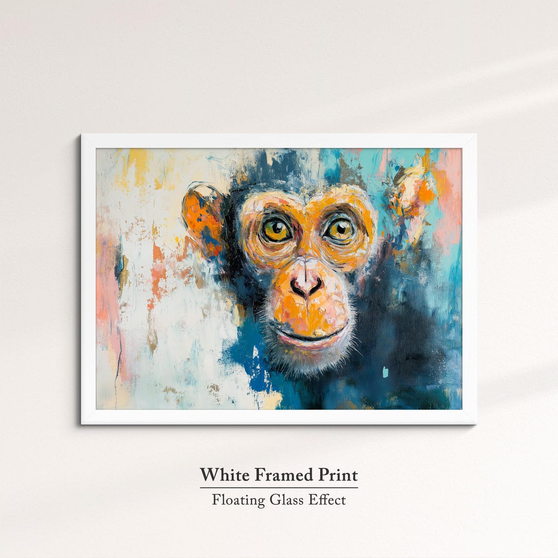 Chimpanzee Abstract Oil Painting Colorful Primate Portrait Wall Art - Image 7