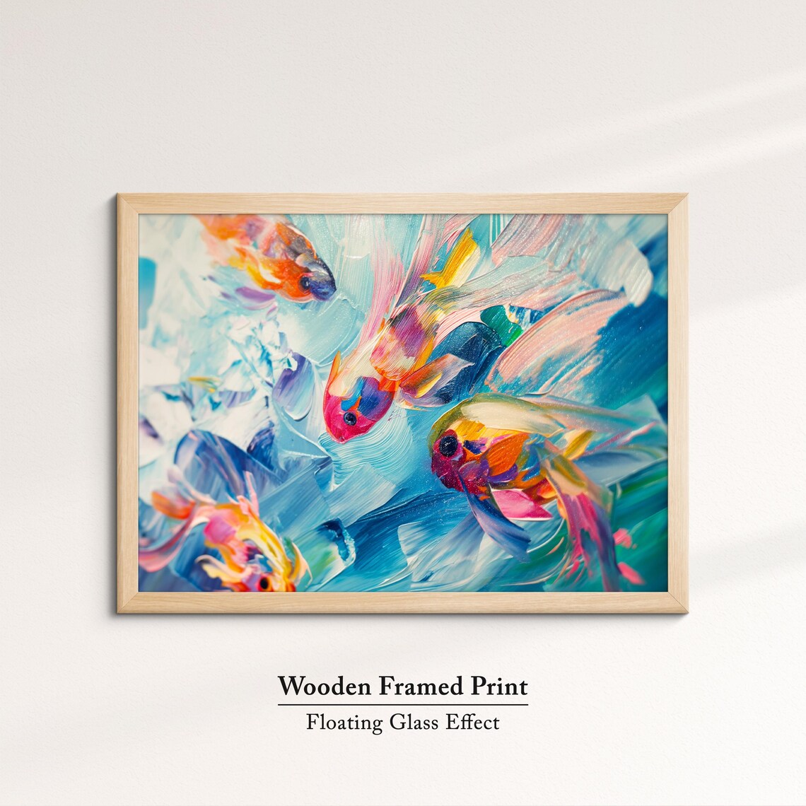Colorful Fish Underwater Swirl Blue Pink Abstract Ocean Wall Art - Image 6