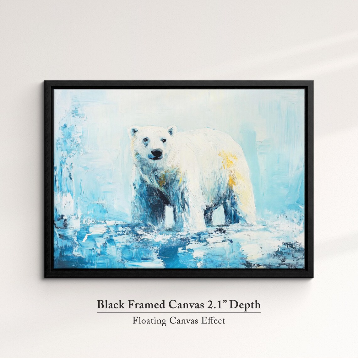 Polar Bear Standing Blue Ice Abstract Oil Painting Wildlife Wall Art Poster - Image 2