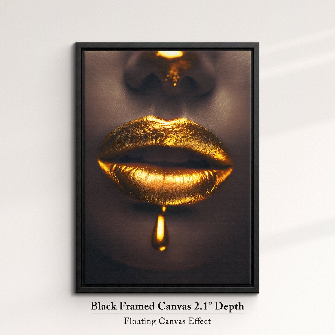 Gold Lips Art Luxurious Framed Wall Decor Bold And Elegant Artwork Perfect For Living Room Or Bedroom Modern Glam Gift Idea - Image 2