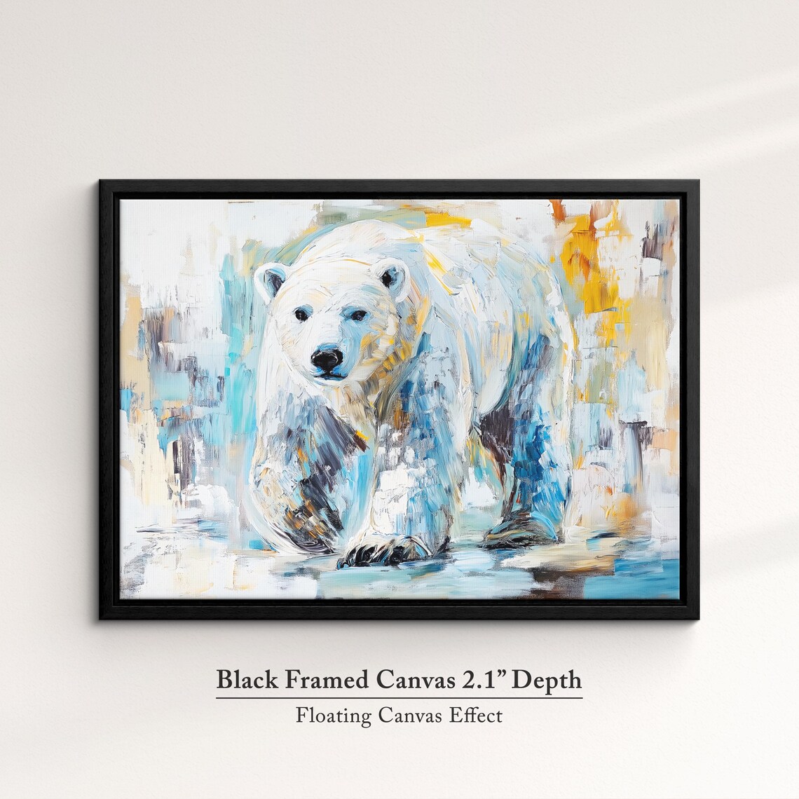Polar Bear Abstract Oil Painting Wall Art Print - Image 2