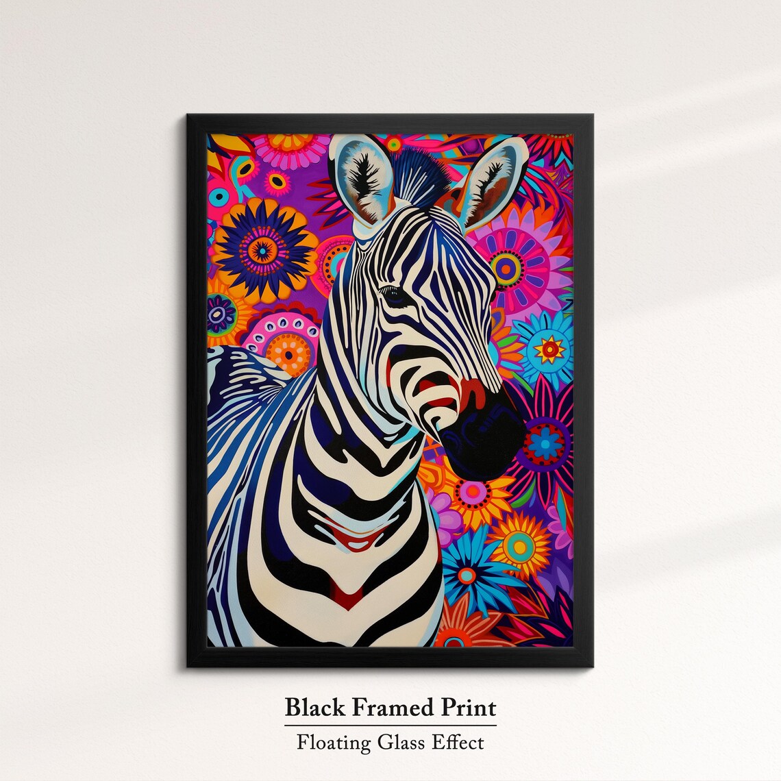 Zebra Colorful Floral Mandala Background Abstract Portrait Art Poster - Image 8