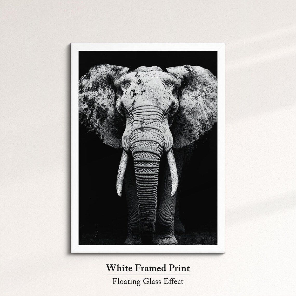 African Elephant Monochrome Black White Dramatic Tusker Portrait Poster - Image 7