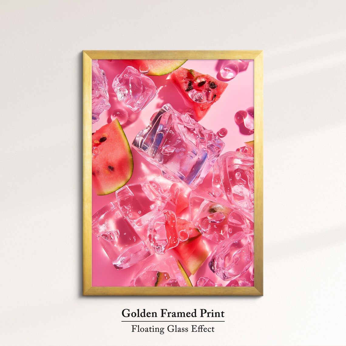 Refreshing Watermelon In Ice Art Cool Summer Wall Decor Framed Ready To Hang Perfect For Kitchen Or Dining Room Vibrant Fruit - Image 5