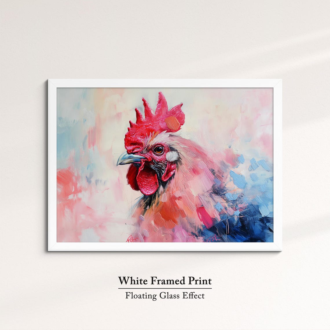 Rooster Head Red Comb Bold Pink Blue Abstract Farm Bird Art Poster - Image 7