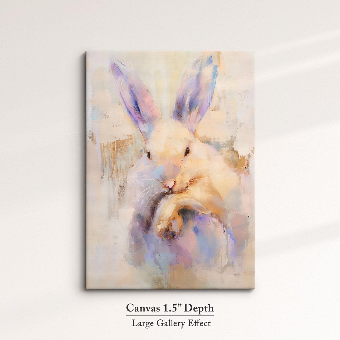 Cute White Rabbit Pastel Abstract Portrait Sweet Bunny Wall Art - Image 3