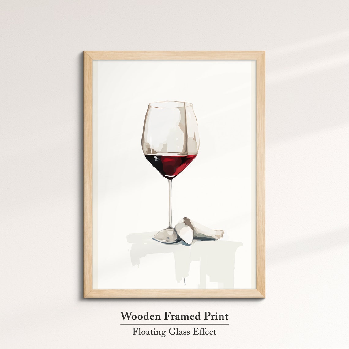 Minimalist Red Wine Glass With Petals White Elegant Kitchen Wall Art - Image 6