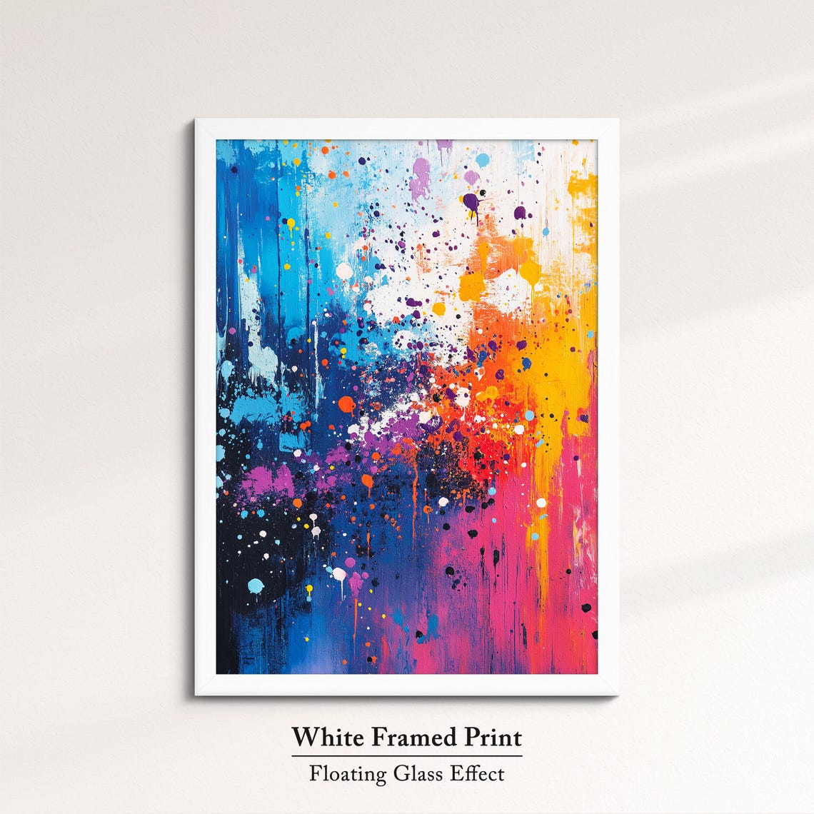 Rainbow Paint Splatter Abstract Art Bold Colorful Modern Canvas Print - Image 7