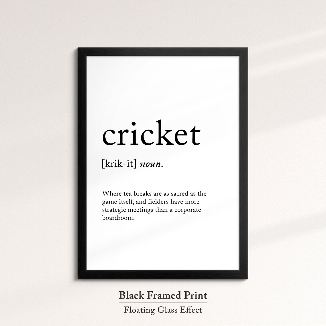 Cricket Definition Dictionary Funny Sports Quote Minimalist Framed Print Framed Wall Art Poster Home Decor Interior Cricket Gift - Image 8