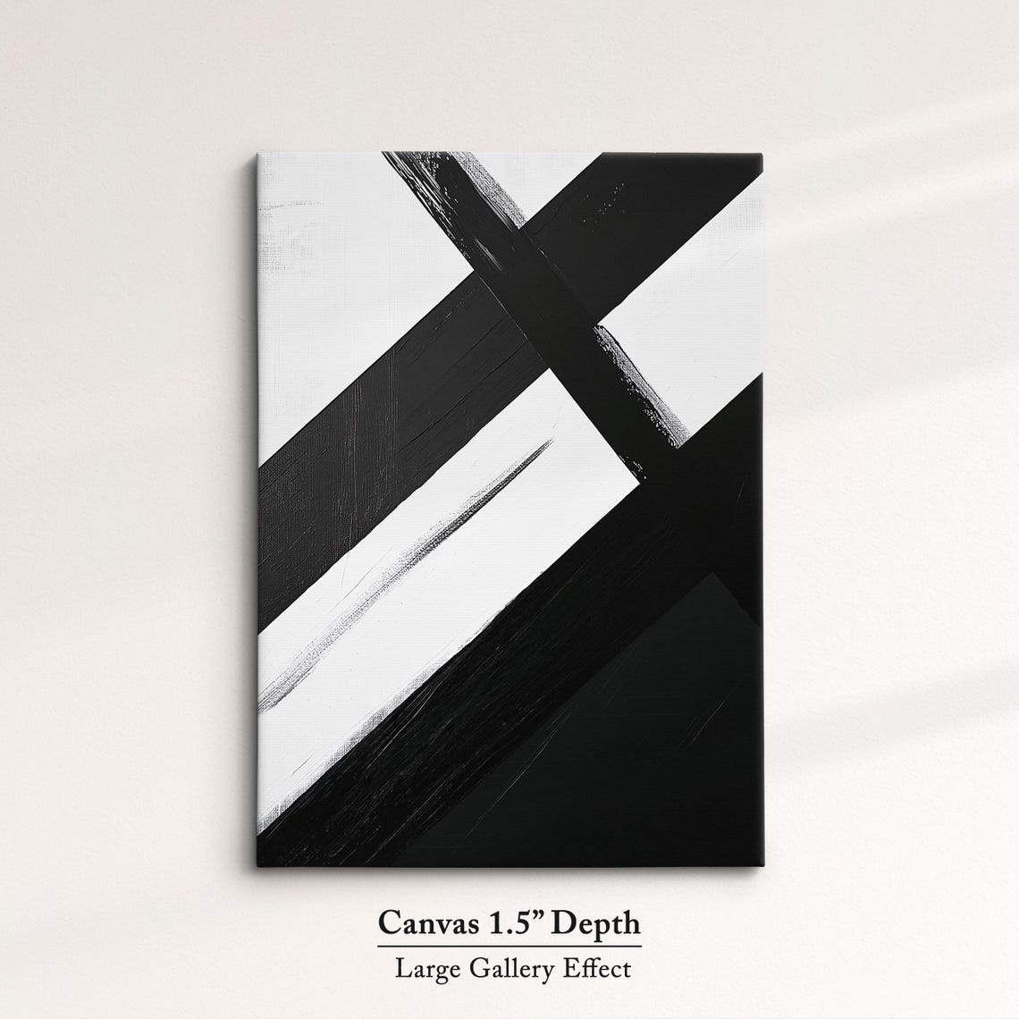 Bold Black And White Abstract Geometric Brushstroke Modern Art Print - Image 3