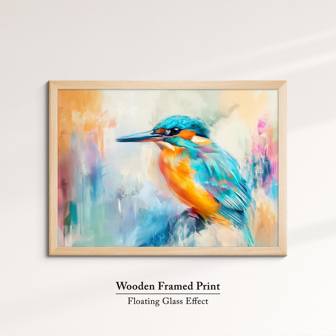 Kingfisher Bird Abstract Oil Painting Watercolor Art Print - Image 6