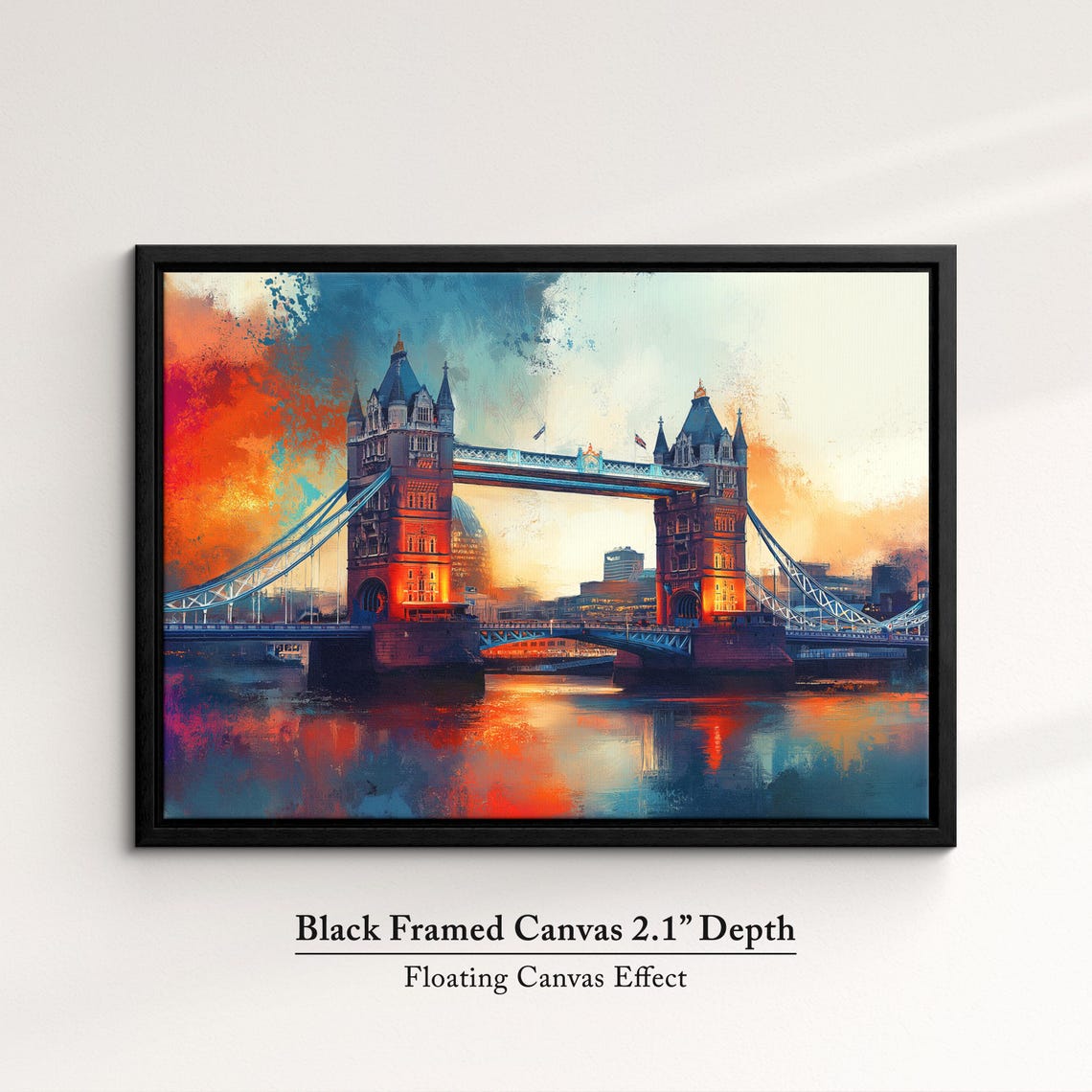 Tower Bridge London Sunset Watercolor Vibrant River Thames Art Poster - Image 2