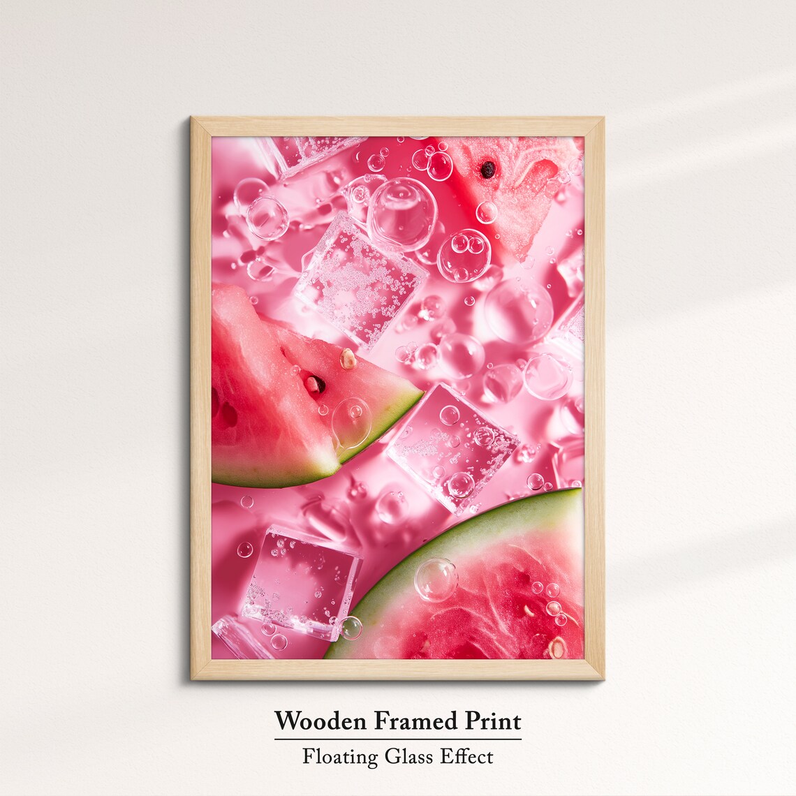 Refreshing Watermelon In Ice Art Cool Summer Wall Decor Framed Ready To Hang Perfect For Kitchen Or Dining Room Vibrant Fruit - Image 6