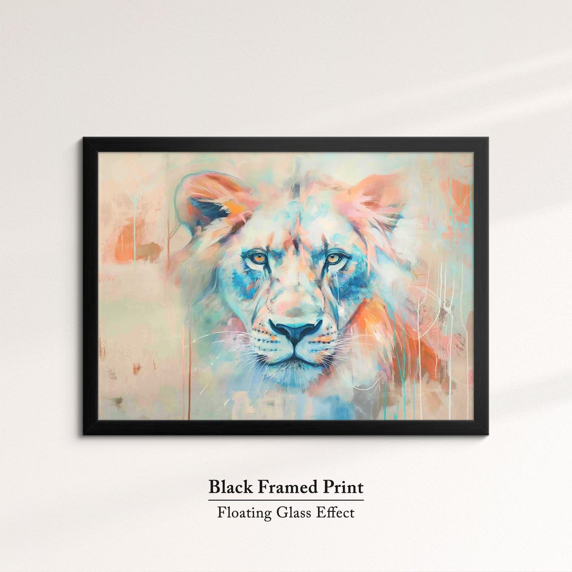 Lioness Pastel Watercolor Face Close Up Abstract Wildlife Art Poster - Image 8