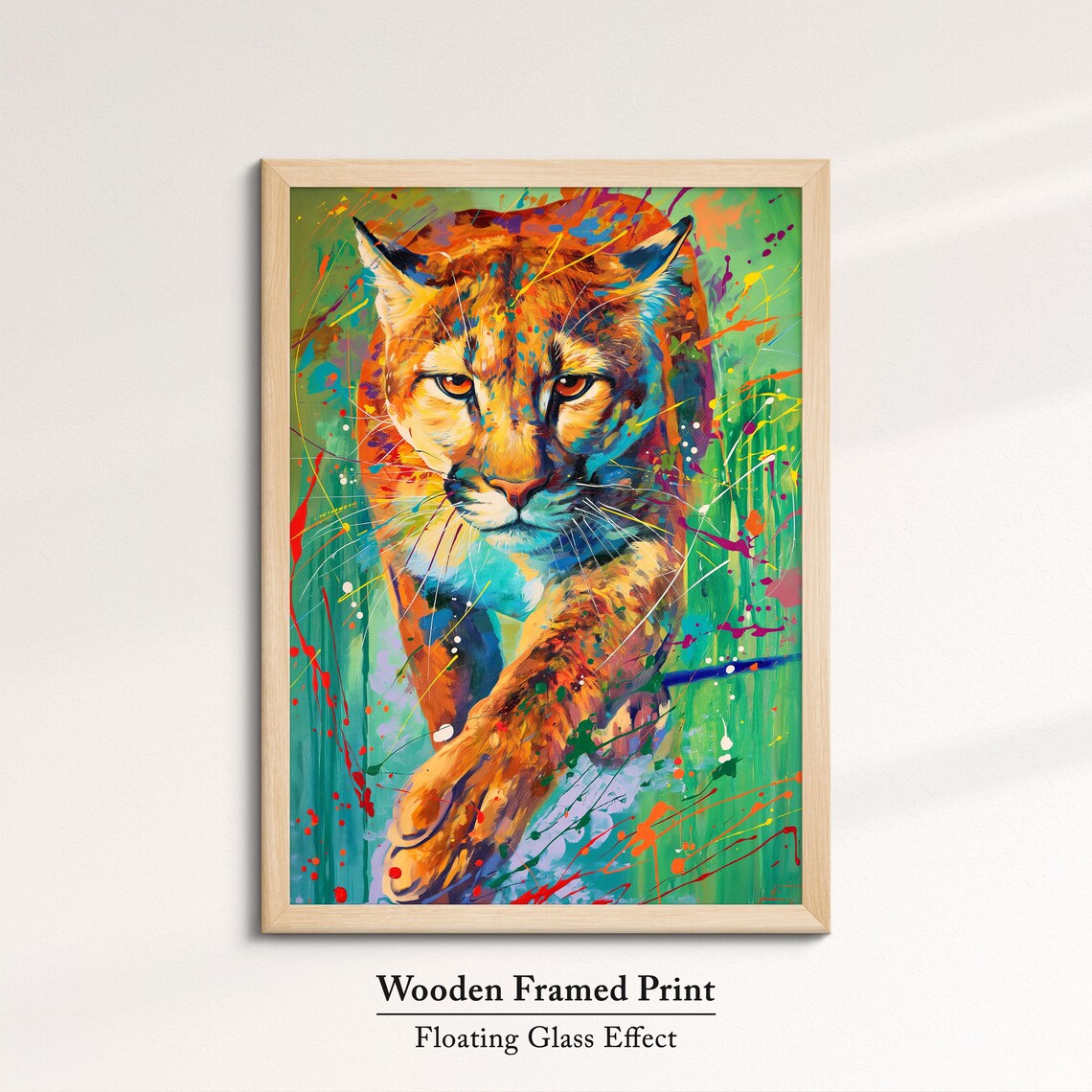 Prowling Lioness Vibrant Pop Art Painting Colorful Splatter Wildlife Wall Poster - Image 6