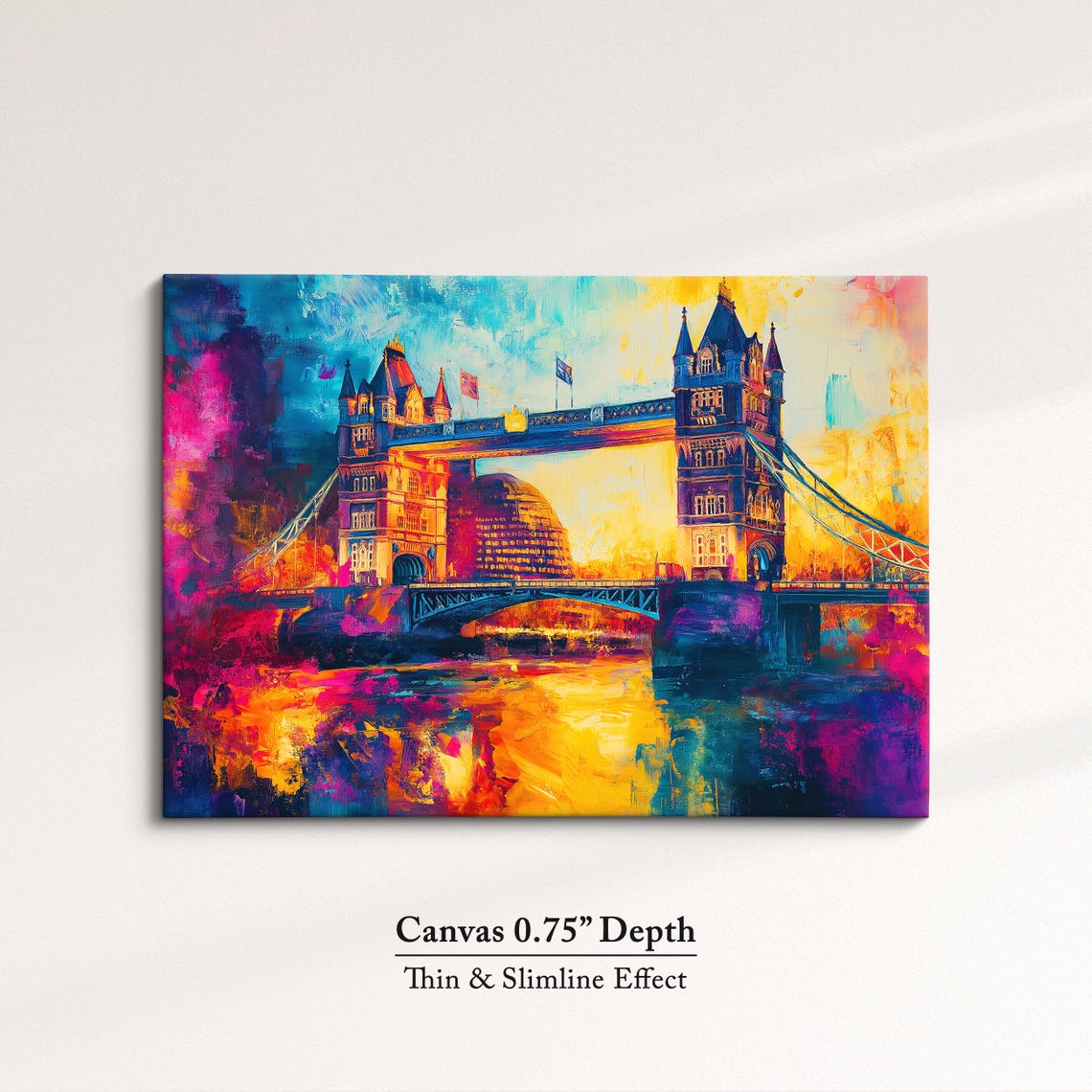Tower Bridge London Pink Sunset Vibrant Watercolor Travel Art Poster - Image 4