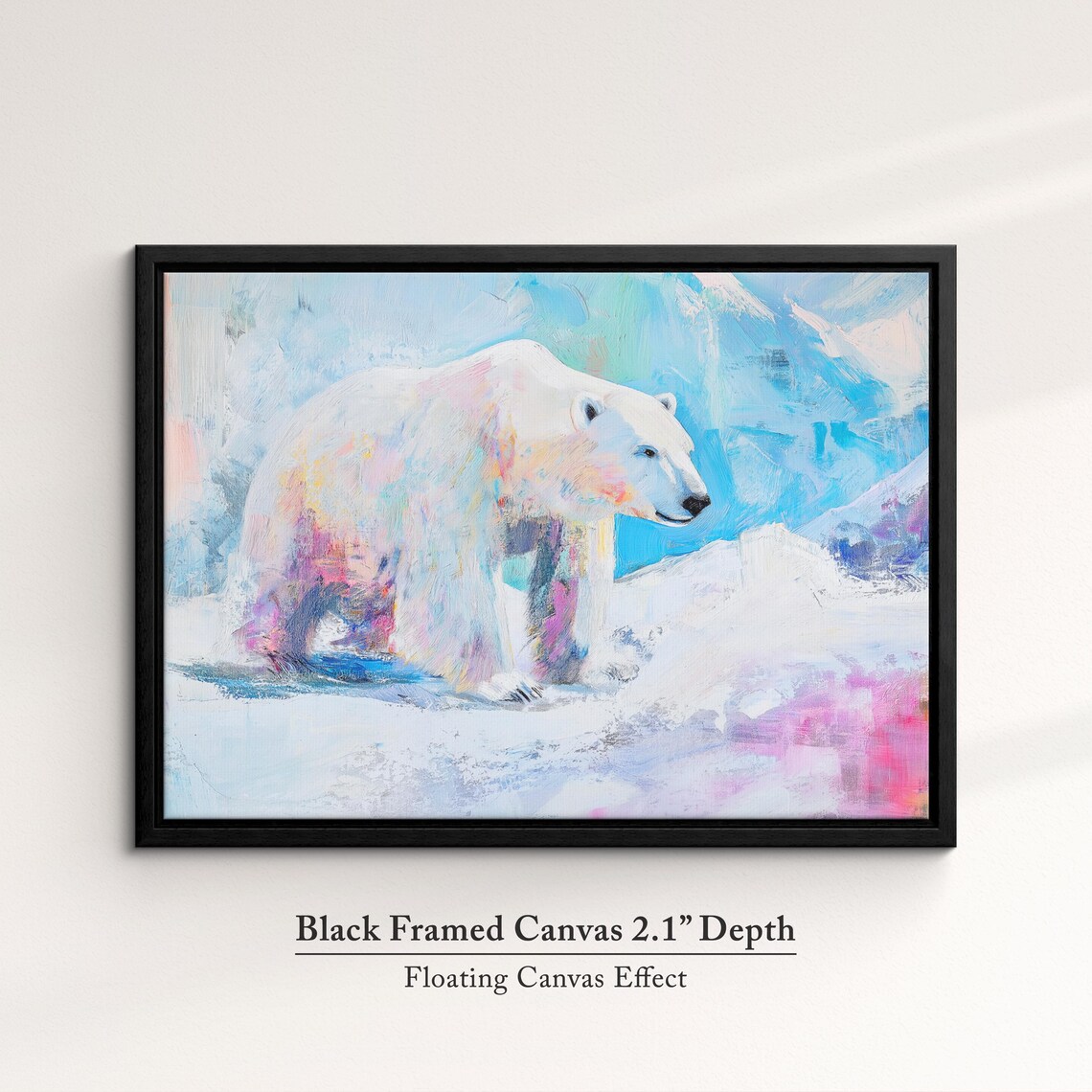 Polar Bear Walking Snow Pastel Abstract Arctic Wildlife Wall Art Poster - Image 2