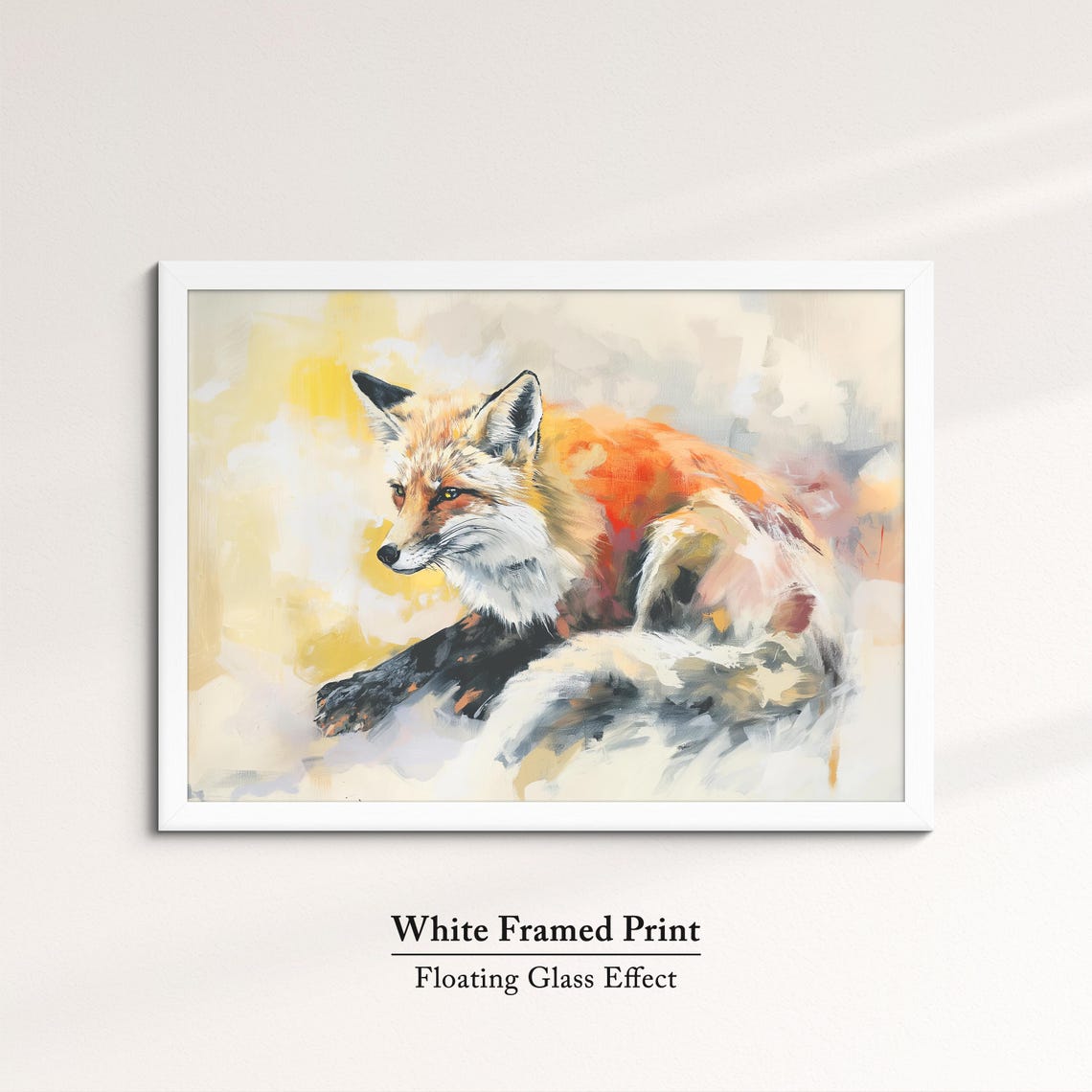 Red Fox Resting Abstract Watercolor Pastel Wildlife Wall Poster - Image 7