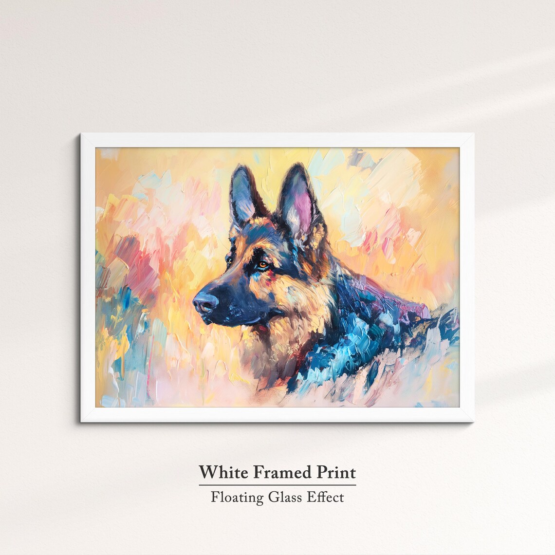 German Shepherd Portrait Warm Abstract Yellow Oil Painting Dog Poster - Image 7