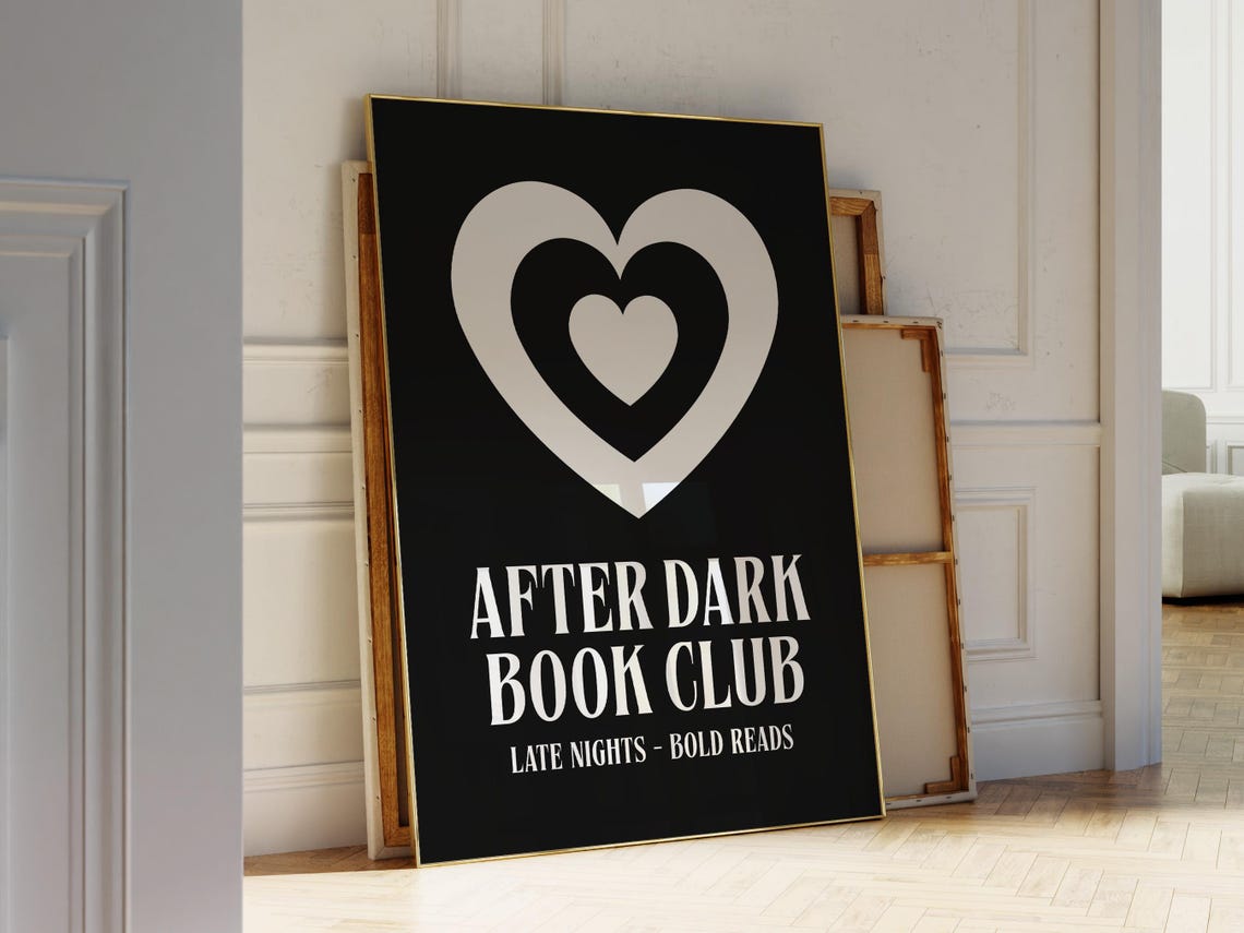 After Dark Book Club Late Nights Bold Reads Black Heart Reader Poster - Image 3