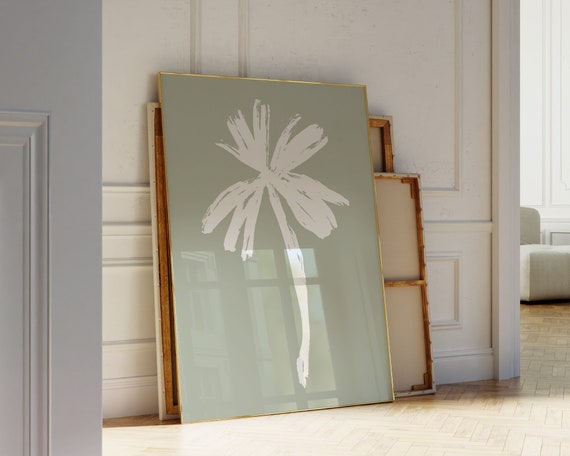 Sage Green Palm Tree Wall Art Tropical Art Print Boho Beach Print Coastal Wall Art Beach House Decor Sage Green Pastel Art