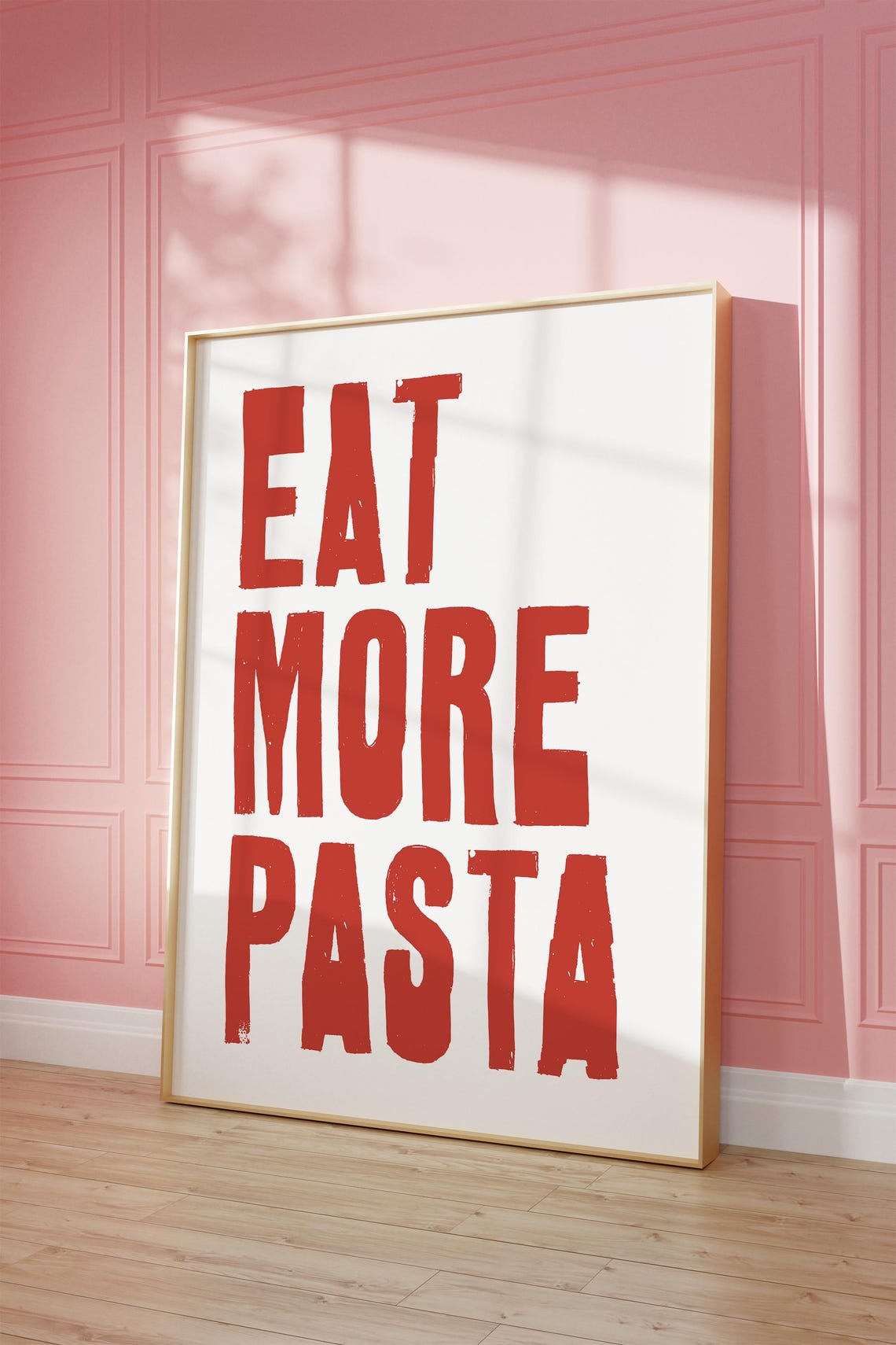 Eat More Pasta Red Distressed Typography Kitchen Quote Poster Gift - Image 2