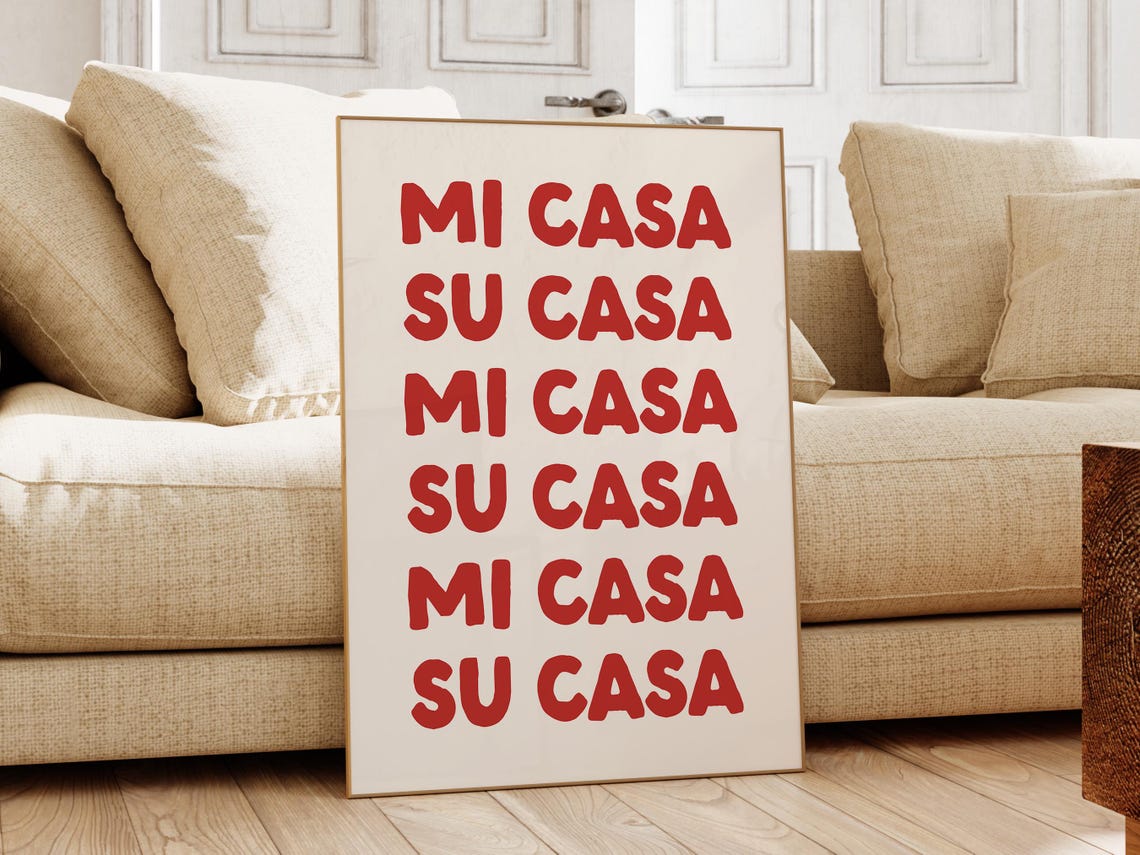 Mi Casa Su Casa Red Spanish Quote Fun Trendy Entryway Poster - Image 2
