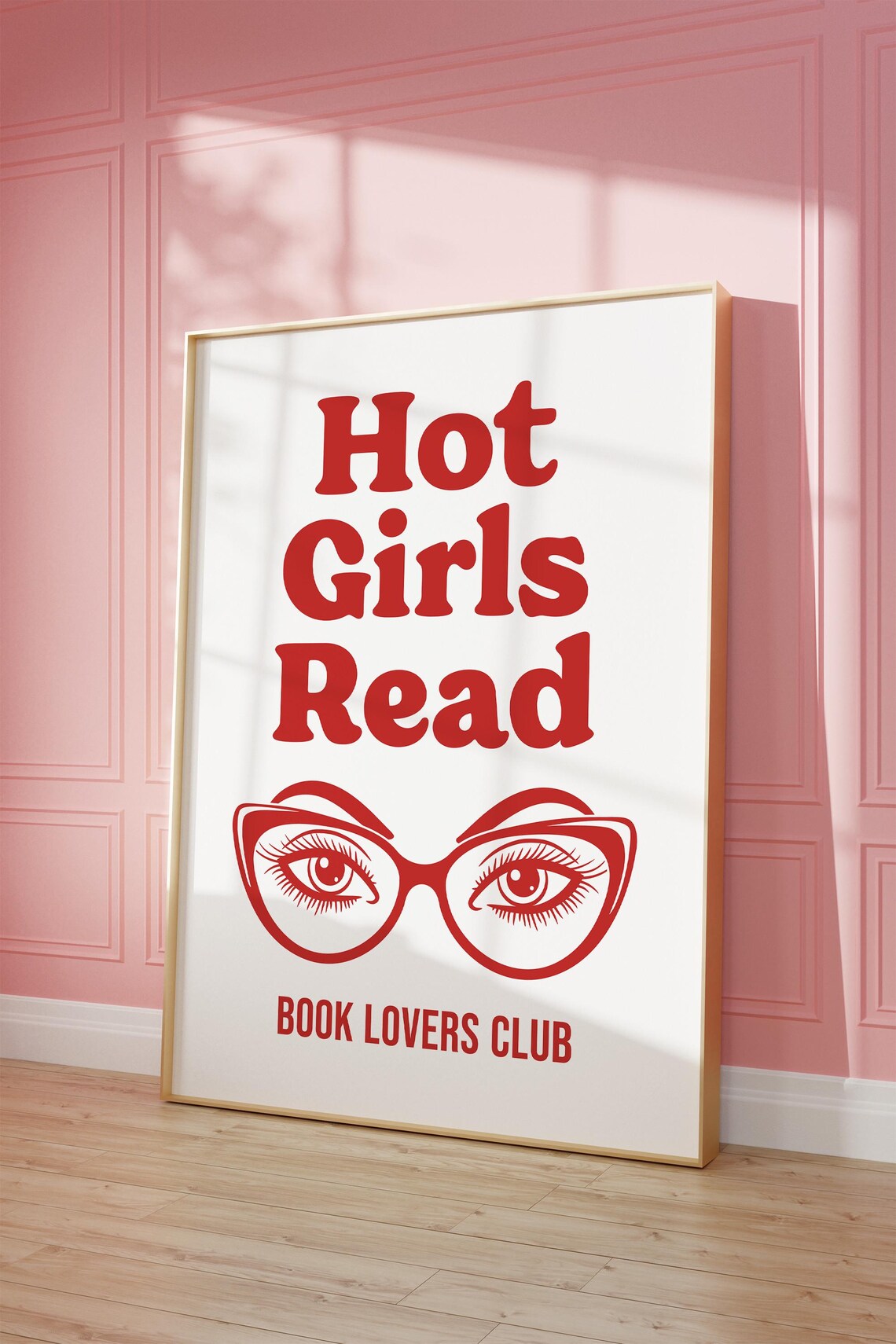 Hot Girls Read Retro Red Glasses Book Lovers Club Bookish Quote Poster - Image 3