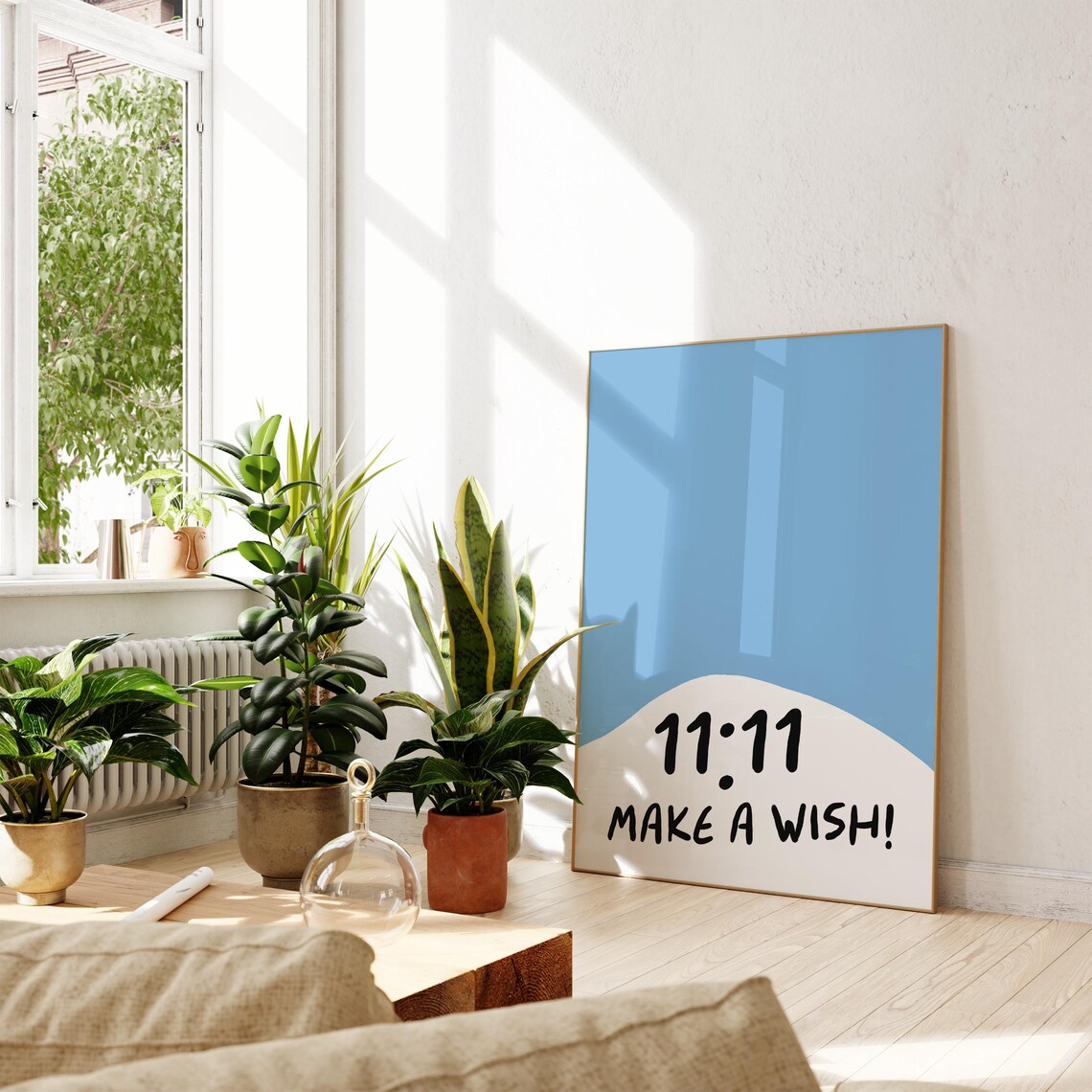 11:11 Make A Wish Blue Angel Number Manifestation Quote Poster