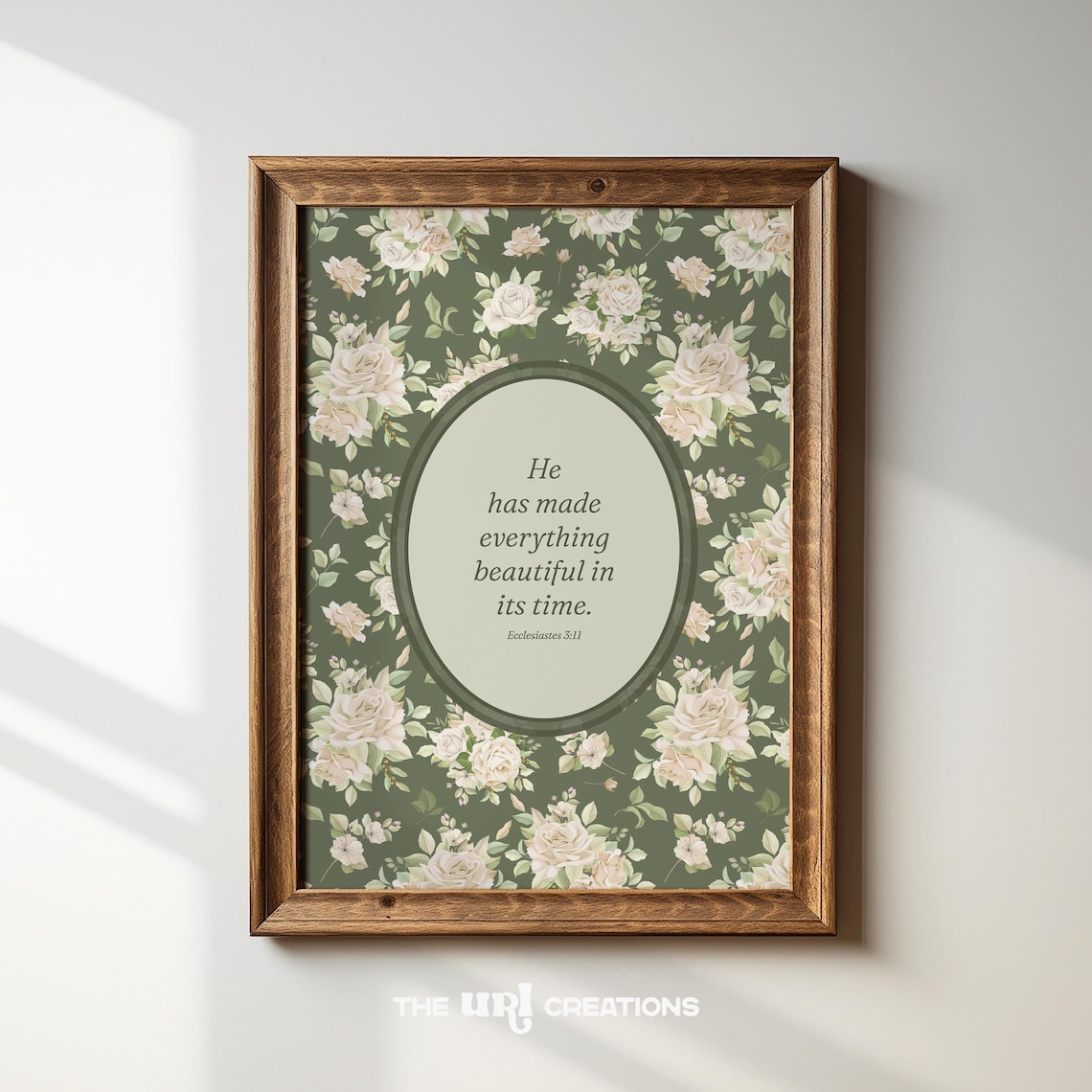 Sage Green Christian Scripture Poster, Vintage Floral