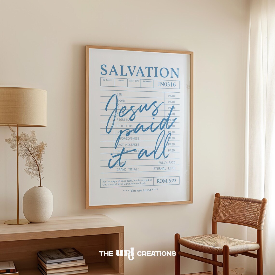 Jesus Paid It All Modern Christian Scripture Art Print - Image 3