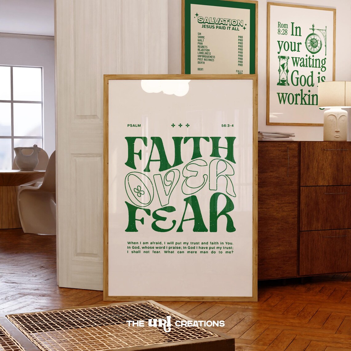 Faith Over Fear Retro Christian Scripture Art Print - Image 2