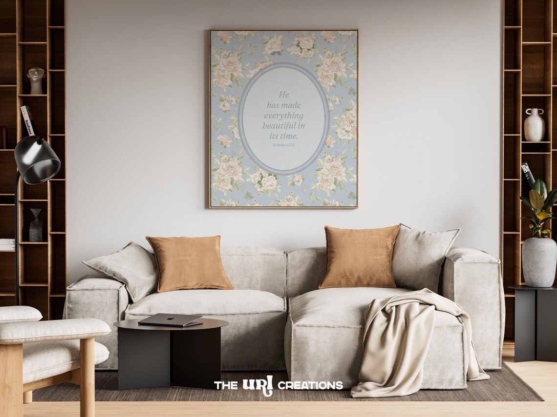 He Has Made Everything Beautiful Blue Rose Floral Ecclesiastes Verse Poster - Image 2