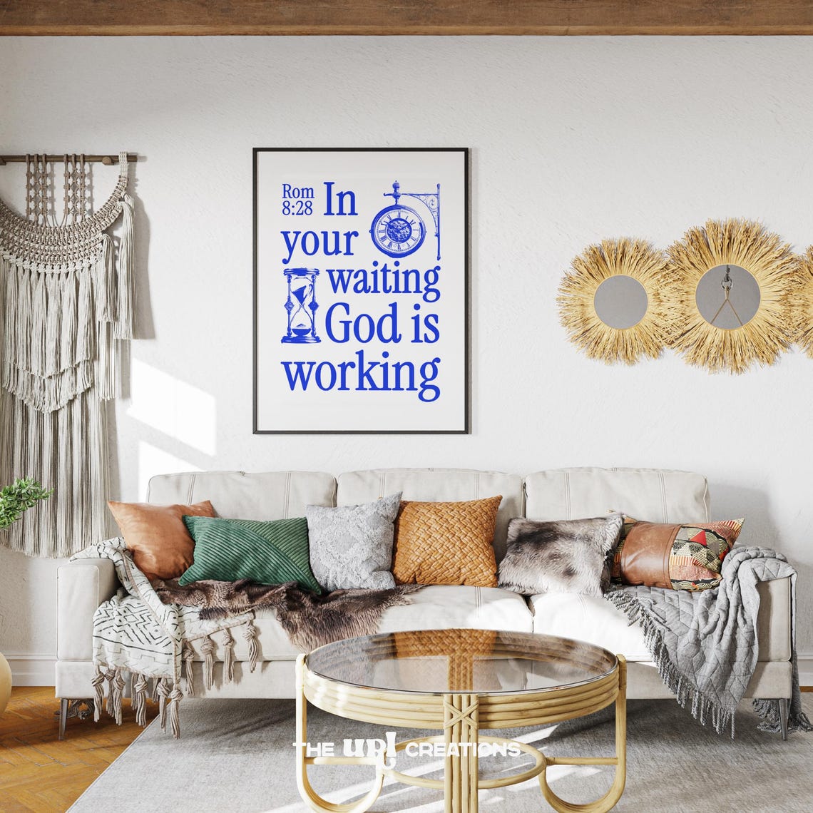 Retro Christian Wall Art Blue Bible Verse Print Daily Affirmation Quote Poster Trendy Scripture Prints Aesthetic Dorm Room Decor - Image 3