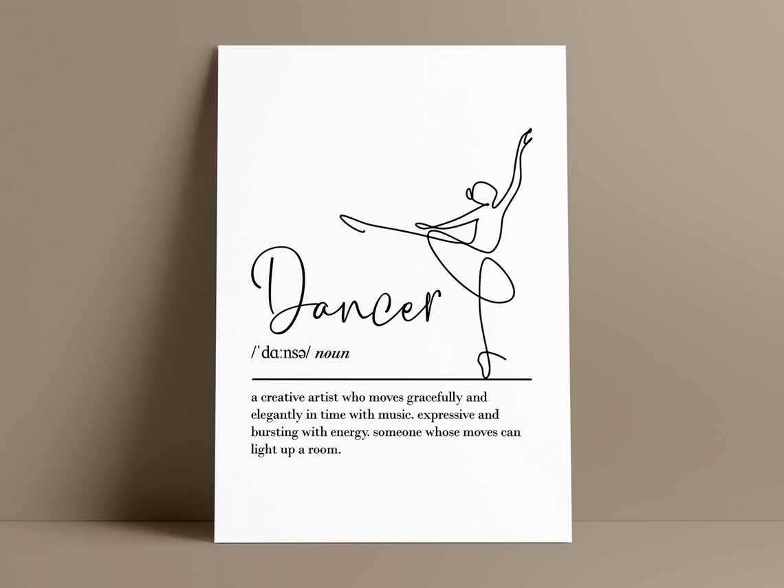 Dancer Definition Ballerina Line Art Dance Gift Minimalist Typography Print - Image 3