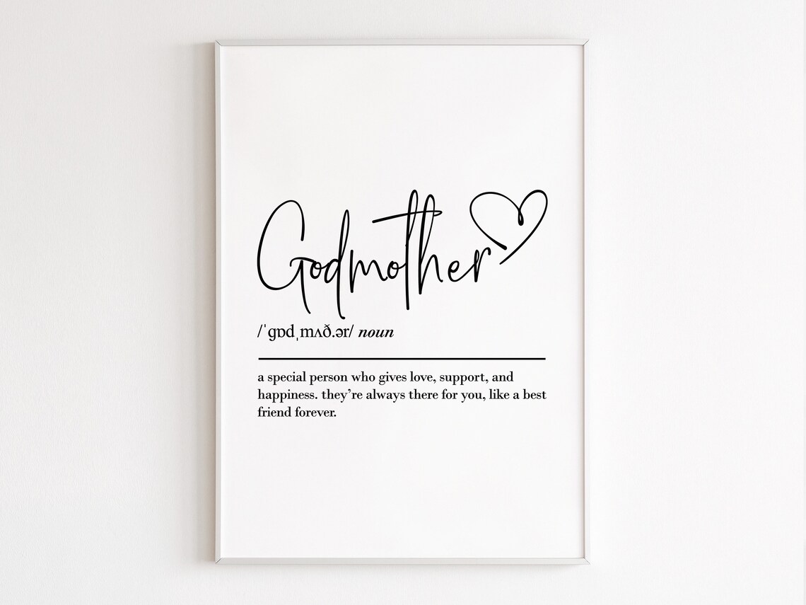 Godmother Definition Art Print, Baptism Gift