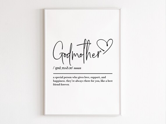 Godmother Definition Art Print, Baptism Gift