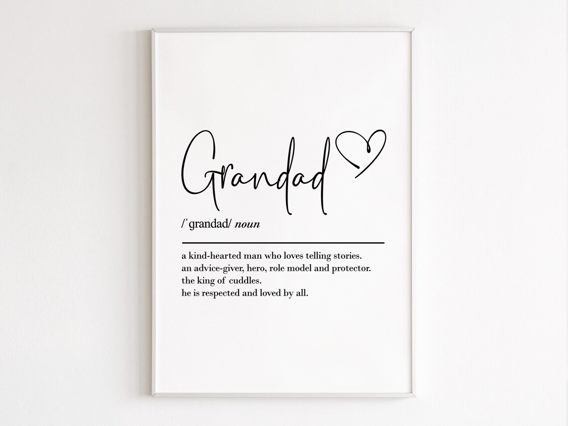 Grandad Definition Wall Art, Birthday Gift Print