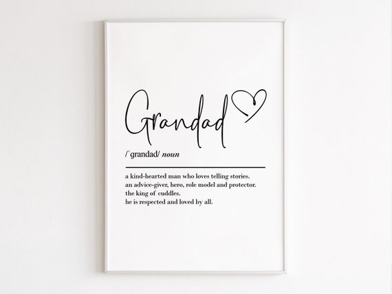 Grandad Definition Wall Art, Birthday Gift Print