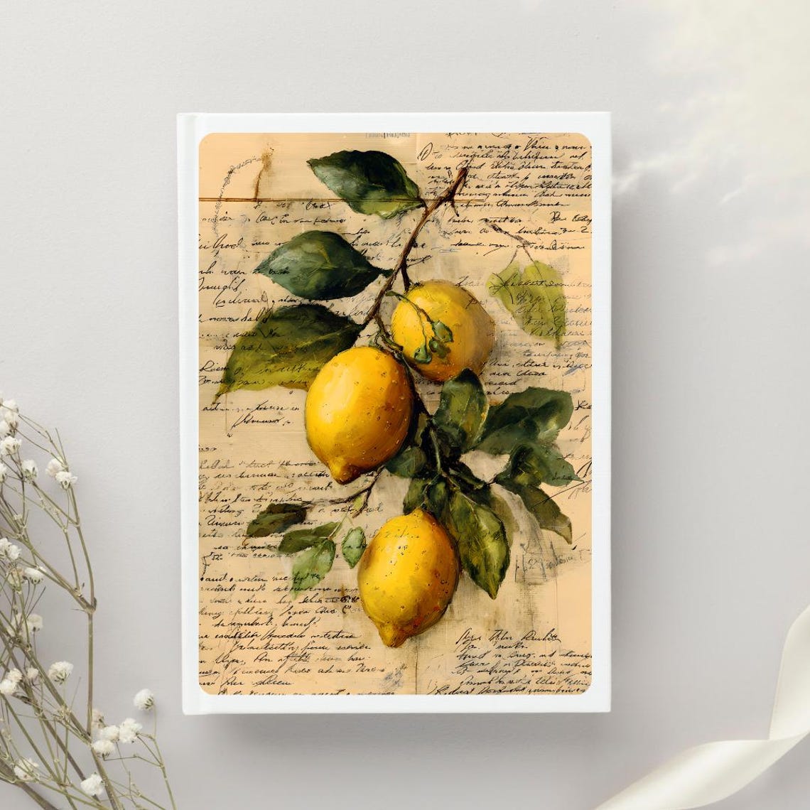 Vintage Lemon Branch Botanical Painting Antique Letter Kitchen Poster
