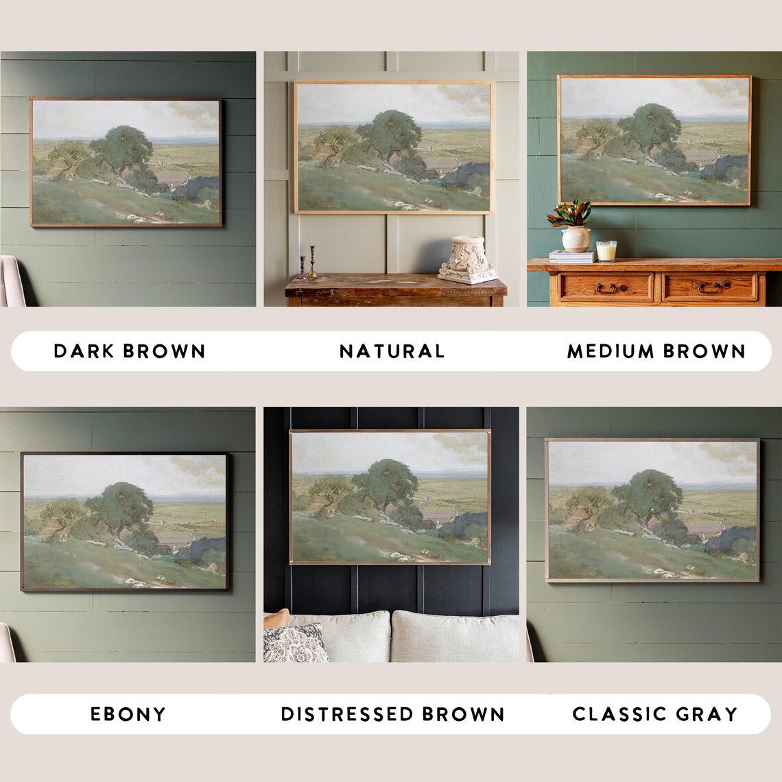 Green Hillside Vintage Landscape Poster Print - Image 2