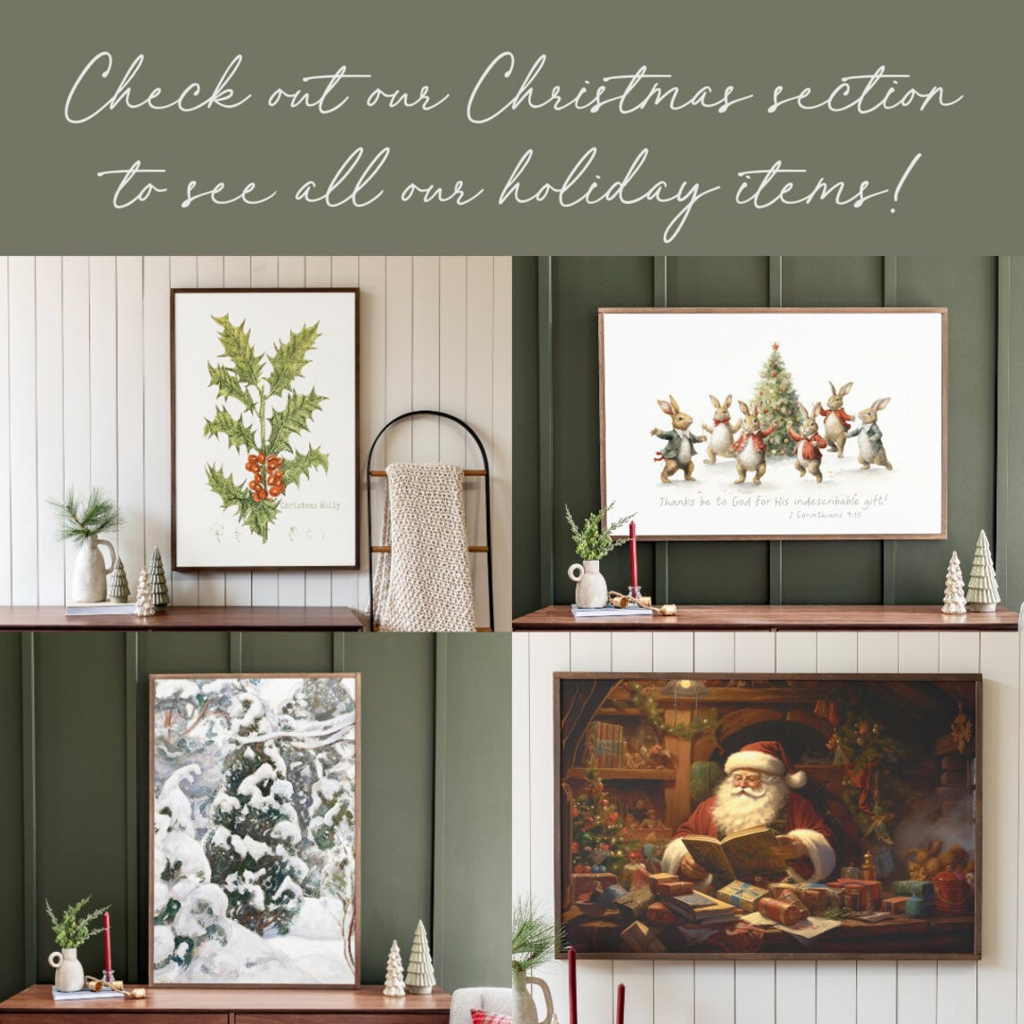 Christmas Bunny Scripture Art Print, Holiday Decor - Image 2