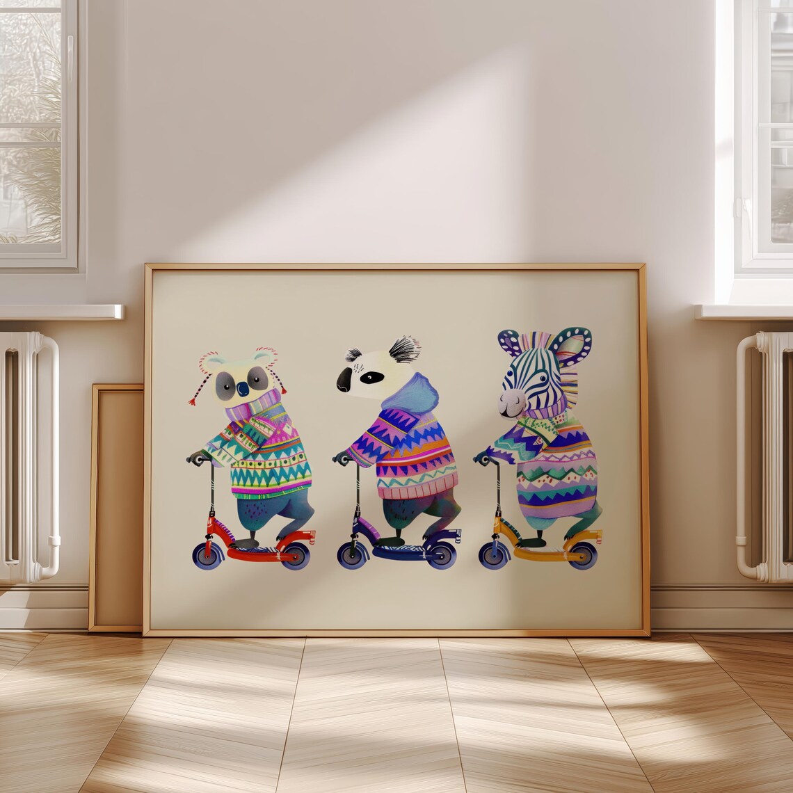 Scooters Animal Wall Art Nursery Prints Kids Room Collection Baby Decor Playful Eclectic